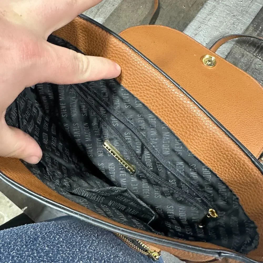 Steve‎ Madden Backpack Purse Brown with logo Imprint Texture